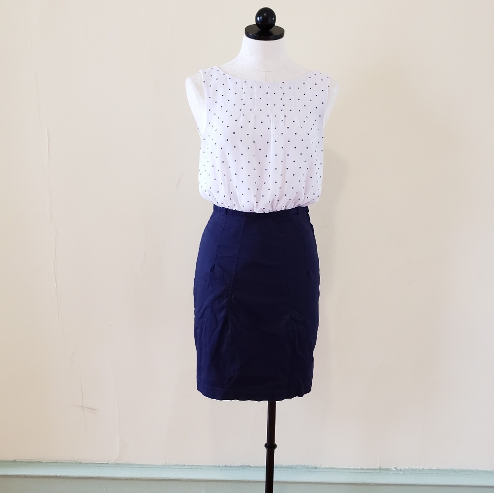 Navy White Polka Dot Dress